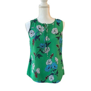 Cabi Women's Primrose Floral Blouse Sleeveless‎ Kelly Green XS